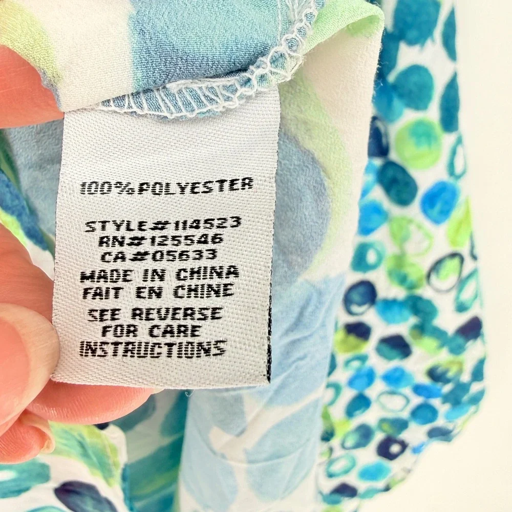 Liv Habitat Dress Womens Medium Blue Green Bubble Lagenlook Beachy Art to Wear